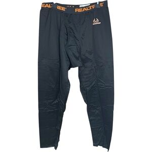 Realtree Men’s Fleece Thermal Underwear Pants Black